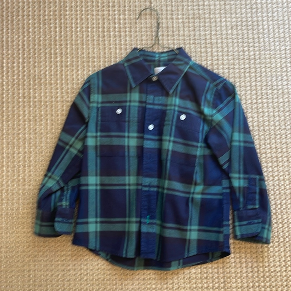 Crewcuts 3T green and navy flannel shirt